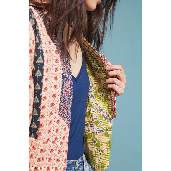 Anthropologie Antik Batik Mixed Print Quilted Jacket, Multi color size XS - Picture 2 of 7